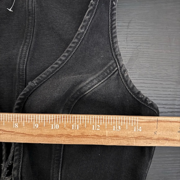 Black Denim Tie Front Vest - Picture 6 of 10